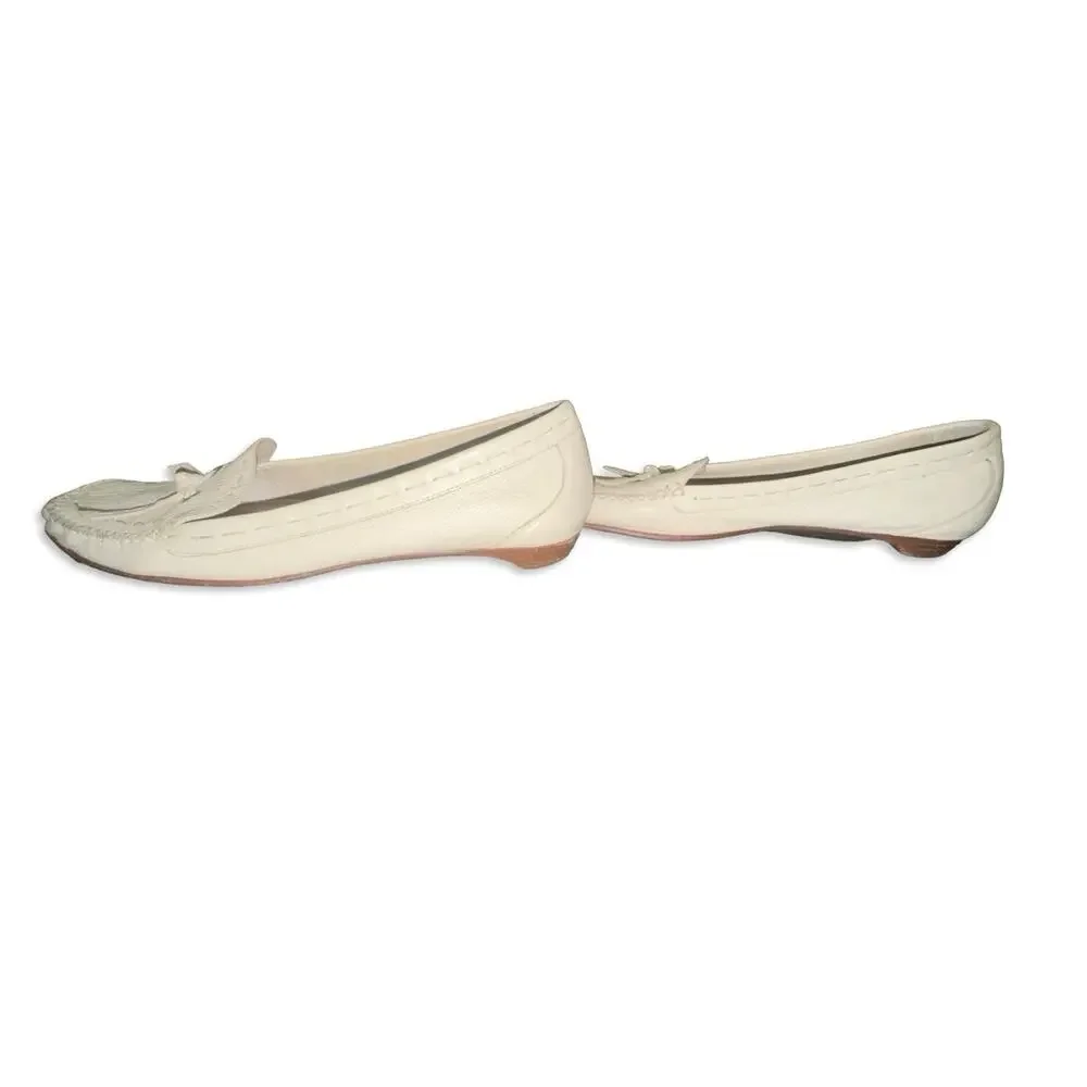 Cole Haan Womens Ivory Leather Loafers Flats Slip-ons Sz 10B